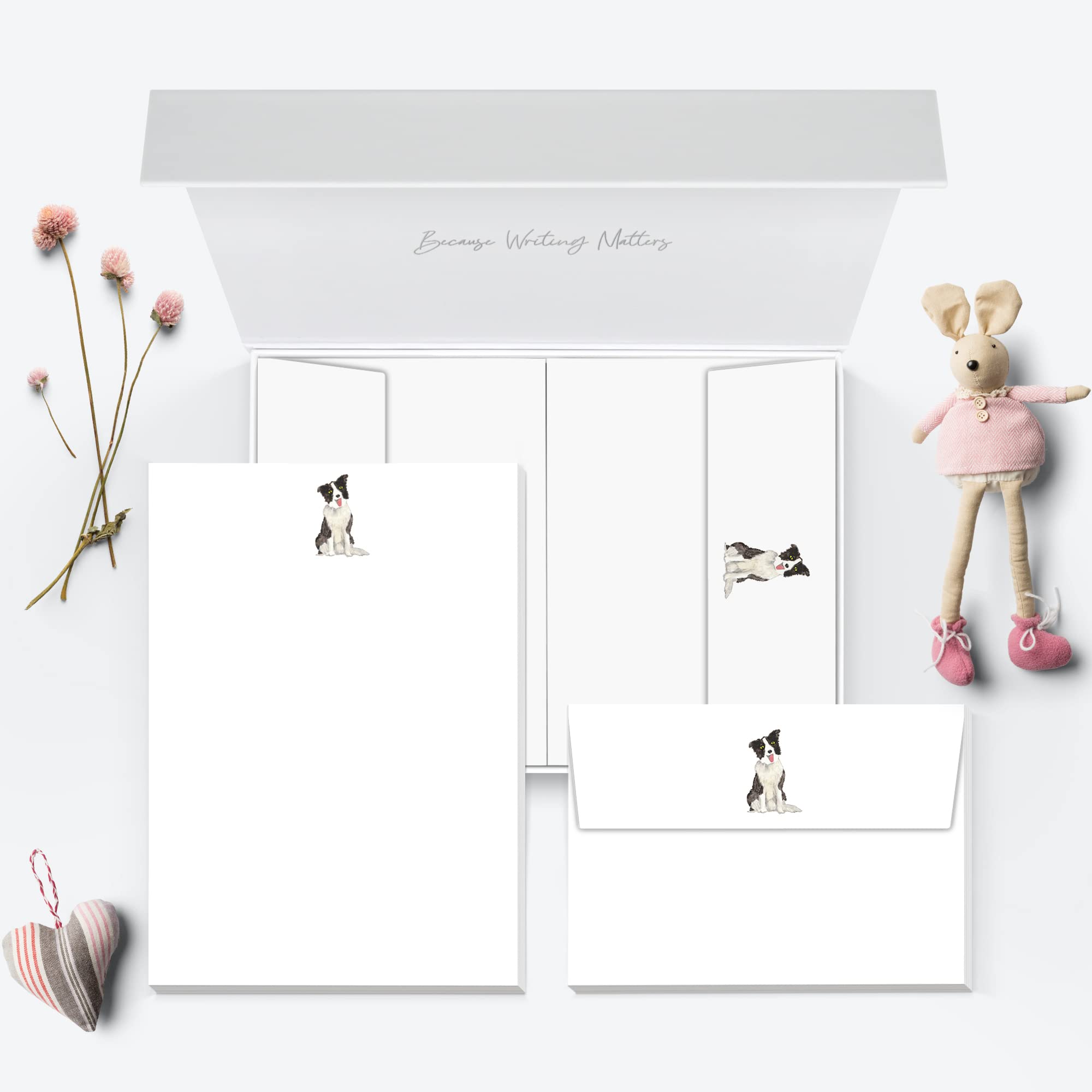 Me Loovely Border Collie Letter Writing Paper and Envelopes Set A5 Size Papers Stationery Supplies | Christmas Gifts (Pack of 40)