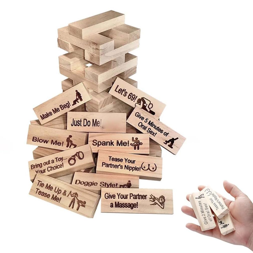 Couple Game Blocks, 48PCS Lust Tower - Game for Adults, Super Naughty Block Tower Game, Couples Games for Adults, Valentine Tumbling Tower Stacking Blocks Game, Super Naughty Block Tower Game