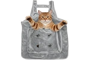Pet Carrier Bag Apron - with Holes Soft Breathable Adjustable Cat Pouch,Front Shoulder Small Animals Carrying Apron,for Home 