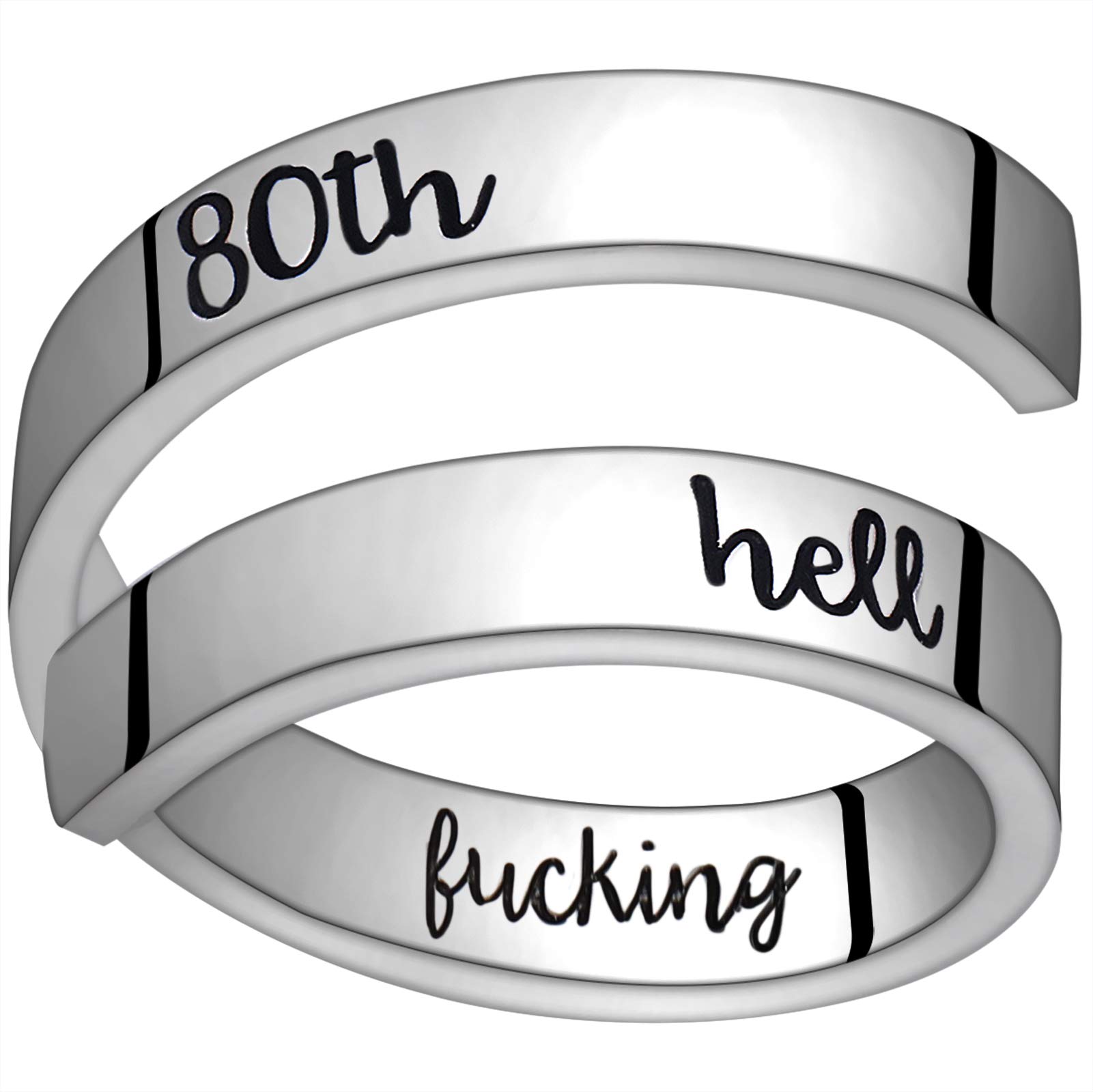 Gleamart Inspirational Birthday Ring Stainless Steel Ring for Women 80th