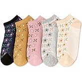 Cute Floral Ankle Socks for Women Girls, Ruffle Cuff Cotton Socks