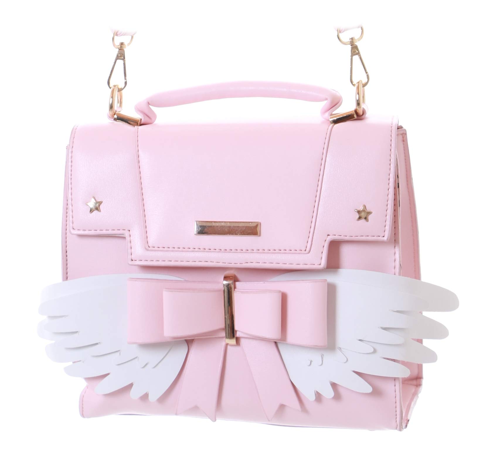 LB-163 Butterfly Bow Star Pink Women's Faux Leather Shoulder Bag Pastel Kawaii