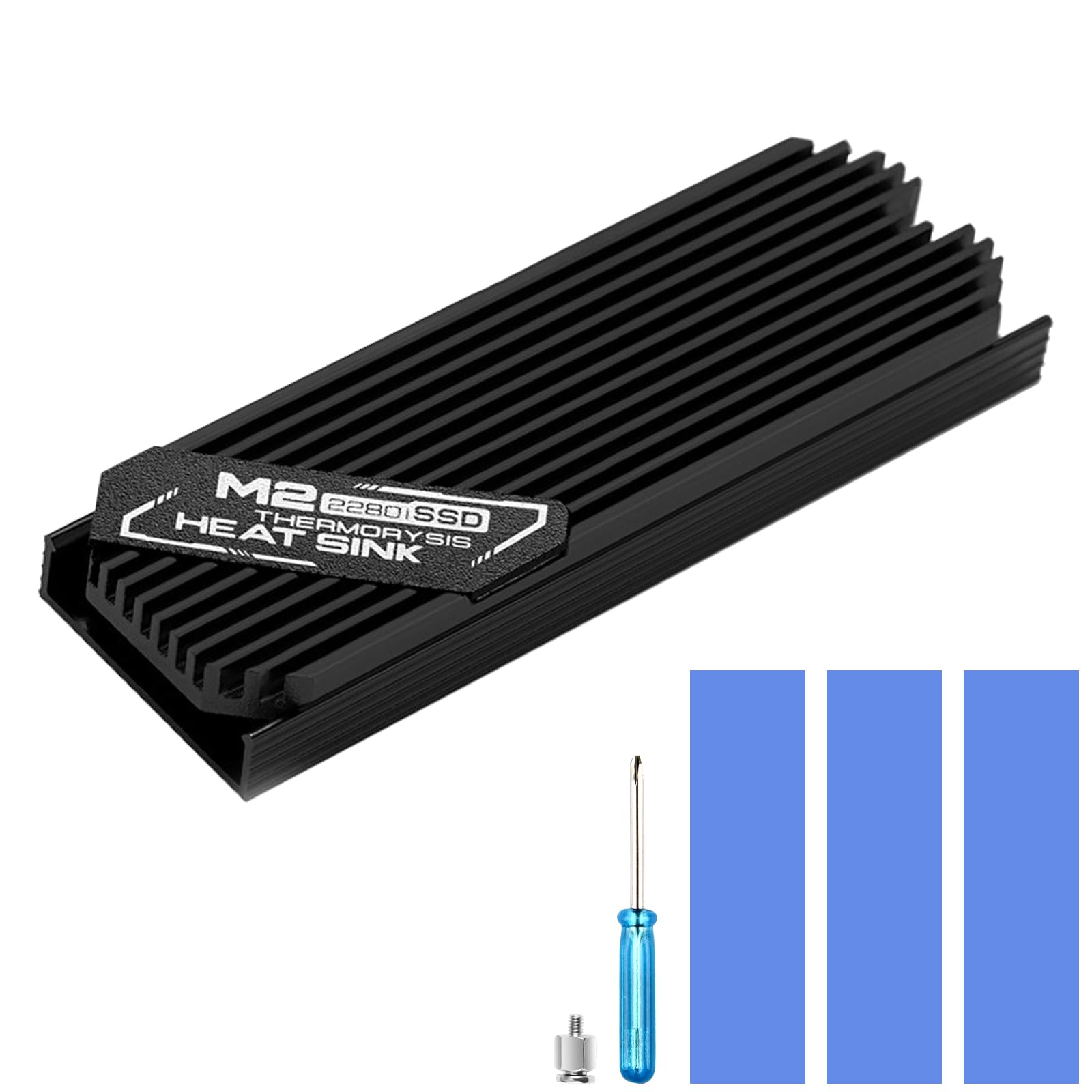 ASTARON M.2 SSD Kühlkörper 2280, dünner Kühler mit Nano-Wärmeleitpads (0,5–1 mm), NVME M2 Wärmeleitpad, doppelseitiger Kühlkörper für PC/PS5/Gaming-Laptops (Schwarz)
