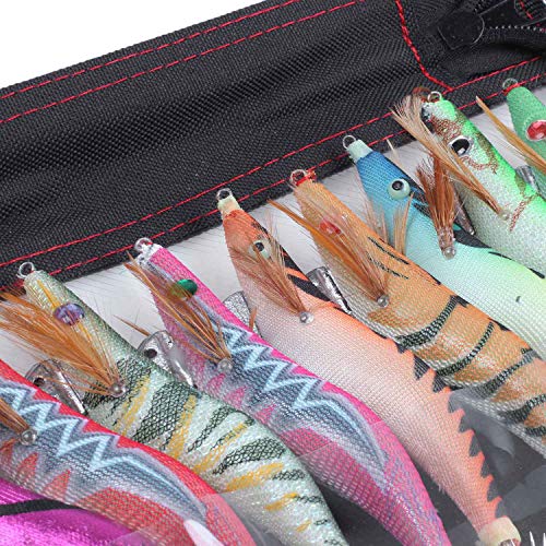Mucjun 10 Stücke Fischk?der Set 13,5 cm 20G Tintenfisch Jigs 3,5# Haken Holz Garnelen Künstliche Angelk?der Holz… – Bild 7