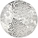SAFAVIEH Adirondack Collection Area Rug - 8' Round, Silver & Ivory, Floral Glam Damask Distressed Design, Non-Shedding & Easy Care, Ideal for High Traffic Areas in Living Room, Bedroom (ADR114B)