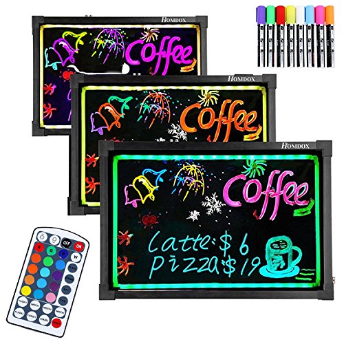 Pesters 32.4" x 22.2" LED Message Writing Board, Flashing Illuminated Erasable Neon Led Menu Board, 8-Color Control Signal Display, Remote Control, Include Marker Pen and Wipe-off Cloth (US STOCK)