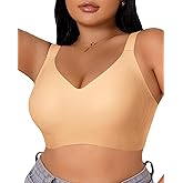 Women’s Plus Size Full Coverage Wireless Bras Supportive Wide Strap Comfort Bra for Sagging Breasts No Back Fat Minimizer Bra