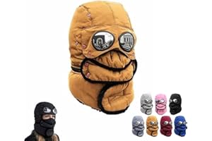 Winter Thermal Hat with Glasses, 4 in 1 Windproof Adjustable Warm Hat with Face Mask Full Cover for Outdoor Cycling Ski