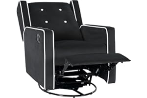 Naomi Home Bond with Your Baby, Relax in Style with Odelia 360° Swivel Glider Rocker Recliner, Nursery Breastfeeding Maternity Chair with Plush Cushioning, Rocking Motion, Microfiber Fabric - Black