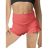 viehunt Girls High Waisted Athletic Yoga Dance Shorts Ruffle Cute Biker Gymnastics Workout Shorts