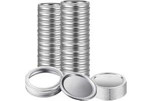 48 Pcs 24 Set Mason Jar Lids 70MM Regular Mouth Canning and Bands Split-Type Reusable Safe Leakproof Lids with Silicone Seal 