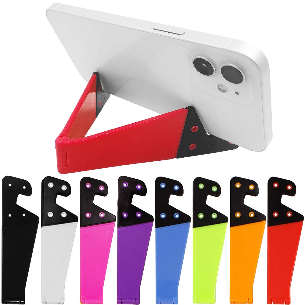 SourceTon 8 PCS Universal Pocket-sized Colorful Portable Foldable V model Mobile Phone Holder, Desktop Stand Mount Holder Cradle for iPads,Tablets,E-readers,Cellphones, Kindles, Pack of 8,Multi-color