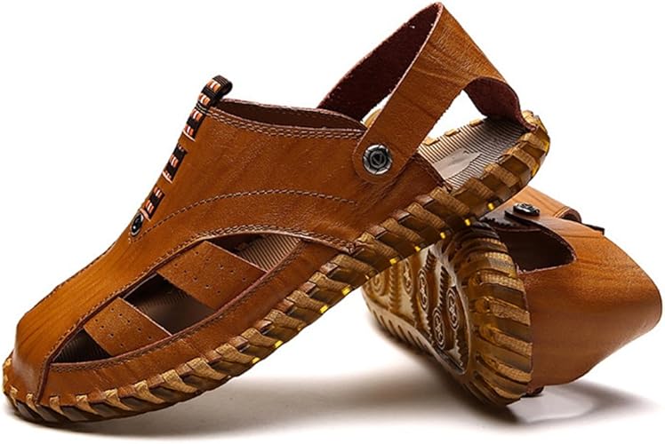 Amazon Wewin サンダル メンズ 本革 ビジネスサンダル オフィス 職場用 ドライビングシューズ カジュアル アウトドア 手作り 通気 滑り止め ファッションサンダル