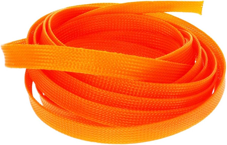 Othmro Expandable Braided Sleeving, 12 mm Flat Width Braided Cable Sleeve, Orange 1 pcs