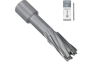 KEENTECH Carbide-Tipped Annular Cutter, 11/16" Diameter x 2" Depth, 3/4" Weldon Shank (2 Flat), High Speed Cutting TCT Mag Drill Bit with Pilot Pin for Harder Material, Stainless Steel, Cast Iron