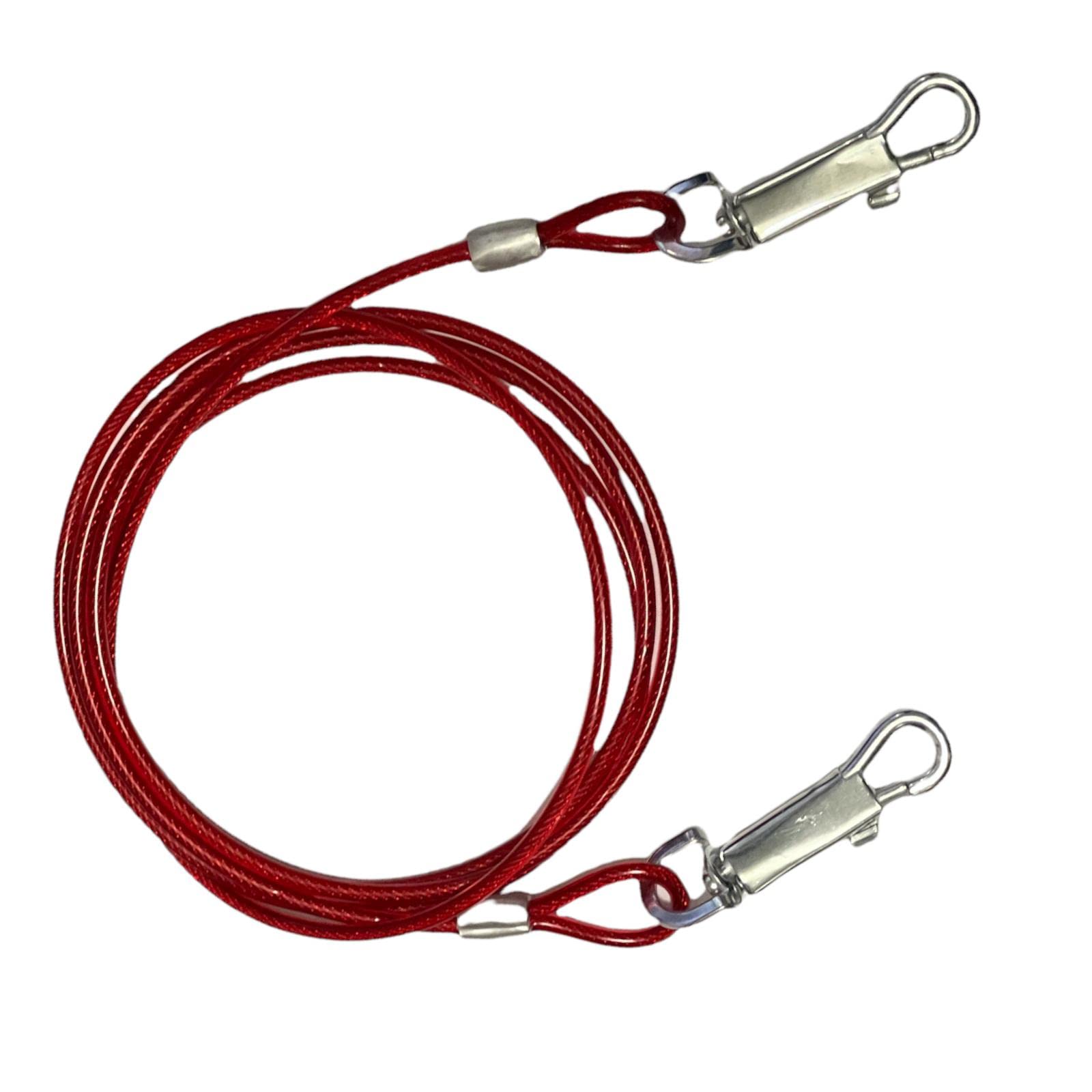 Spiral Tie Out Stake For Dogs Tie Out Cable Strong Steel For Picnic Training Gardening Camping Tie Out Wire And Stake Available in 6 10 20 Feet (6 Feet Cable, Red)