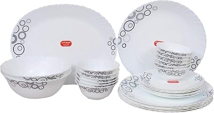 Diva Classique Misty Drops Dinner Set, 27-Pieces, White/Black