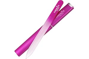 CANVALITE Glass Nail Files for Natural Nails Glass Fingernail File with Case Double Sided 180/320 Grit Stocking Stuffers for Women Girls, Fuchsia