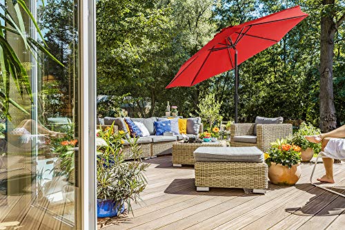 SONGMICS Sonnenschirm 300 cm, UPF 50+, Strandschirm, beidseitig um 30° knickbar, Sonnenschutz, mit Kurbel zum Öffnen… – Bild 4