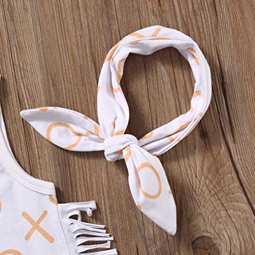2Pcs Outfit Set Newborn Toddler Baby Girl Boy Print Sleeveless Romper Jumpsuit Sunsuit Clothes (White, 6-12 Months)