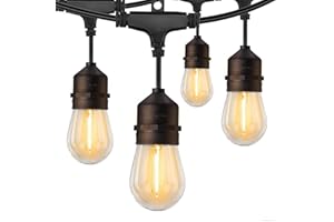 52 Feet LED Outdoor String Lights, Waterproof Patio Lights with 16 +1 Spare Shatterproof Edison Bulbs, Commercial Hanging Lig