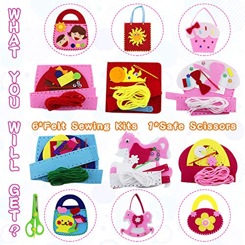 Rtudan Sewing Kit for Kids ,Felt Sewing Kit with Safety Needle and Thread for for Beginner, Educational Sewing Set Fun DIY Kid Craft for Girls and Boys