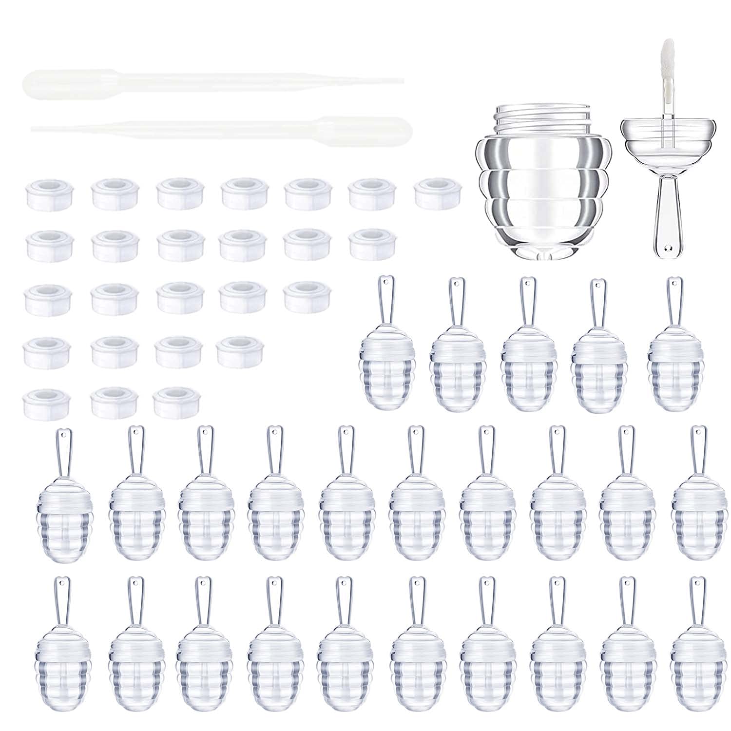 25 Pieces Honey comb Shaped 6ml Lip Gloss Tube Empty Plastic Lip Gloss Container Mini Clear Refillable Lip Balm Bottle Container with 2 Pieces Plastic Funnels for Women Girls DIY Cosmetics, Clear,