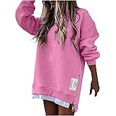 uhnmki Womens Long Sleeve Zipper Slit Sweatshirt Casual Pullover Zipper Hoodies Womens Side Zipper Sweatshirts