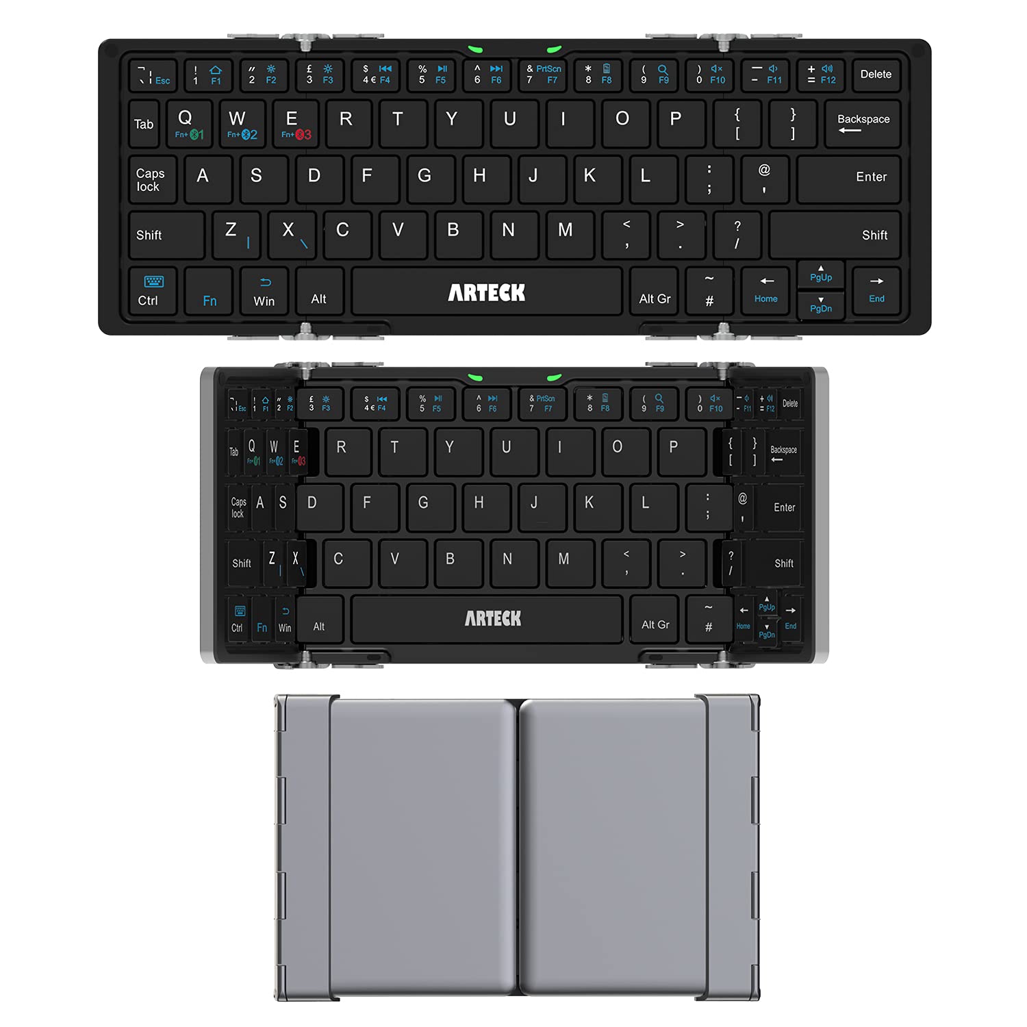Arteck Folding Bluetooth Keyboard, Portable Folding Ultra-Slim Mini Wireless Keyboard for iOS Android Windows PC Tablet Smartphone Built in Rechargeable Battery