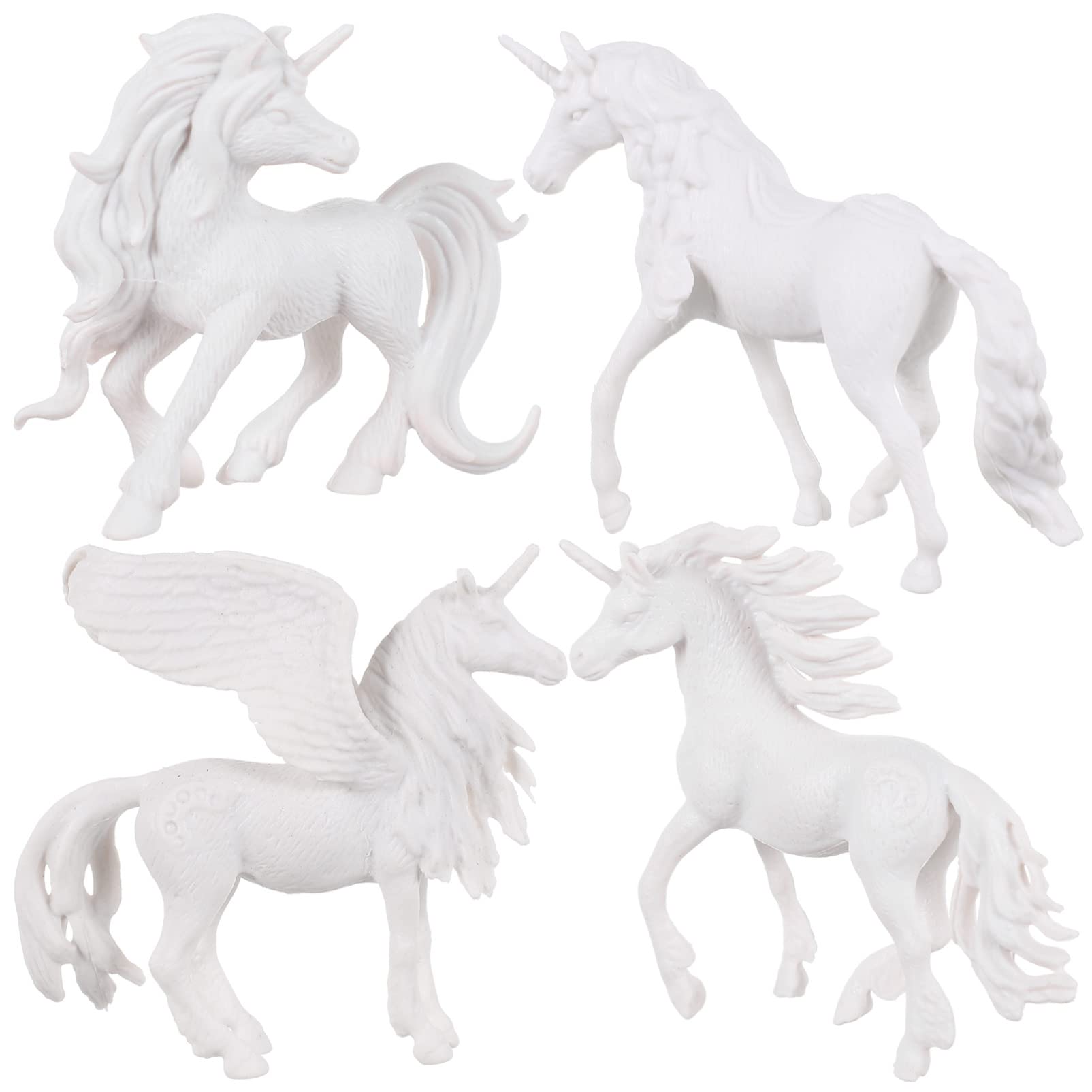 STOBOK DIY Painting Unicorn, White Unicorn Painting Craft Kit Arts and Crafts for Kids, Drawing 3D Toys for Children 4PCS