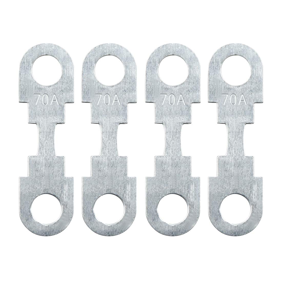 sourcingmap 4pcs 70A Flat Fuse Strip Metal Silver Tone for Car DC 32V Universal