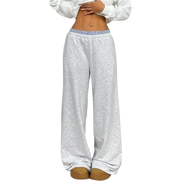Efsteb Women's Wide Leg Pants Drawstring Elastic Waisted Wide Leg Sweatpant Casual Loose Sweat Pants Trousers With Pockets Red M