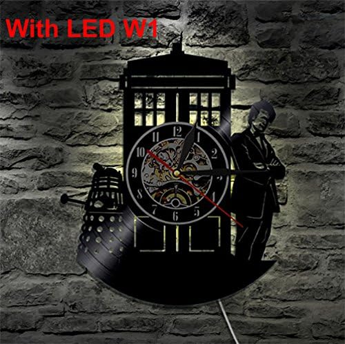 ACHZX Doctor Who LED Silhouette Backlight Modern Light Vinyl Clock Color Change Decor Art Lamp Remote Control Record Night Light-A