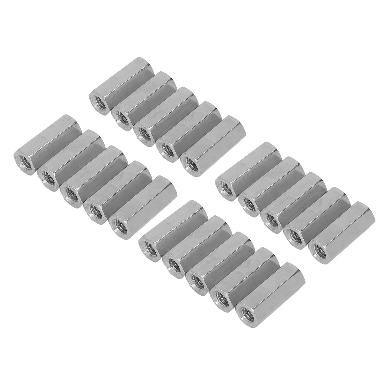 ViaGasaFamido 20 Pcs Hex Coupling Nut M6 X 1.25 25mm 304 Stainless Steel Hex Coupling Nut for Studs Mechanical Screws