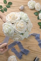 Floroom Artificial Flowers 25pcs Real Looking Ivory