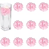 TeaSu Floating Flowers for Floating Candle Centerpieces, 12pcs Faux Flower Head for Wedding Centerpieces (Pink)
