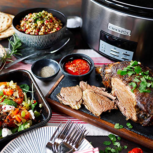 Crockpot Olla de Cocción Lenta Digital 7,5 L (Más de 10 Personas) | Con Recipiente Apto para el Horno | Apta para Lavavajillas | Acero Inoxidable [CSC063X]