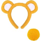 Jaciya Bear Ears Headband Set for Women - Bear Costume Accessories with Nose Bow Tail(Yellow)