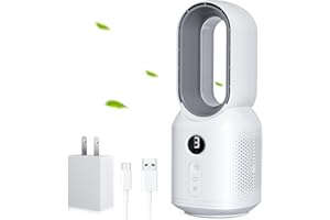 let'me 13 Inch Desk Fan, Small Bladeless Table Fan, 106° Oscillating Fan Touch Control with 3 Speeds and Night Light, Small Q