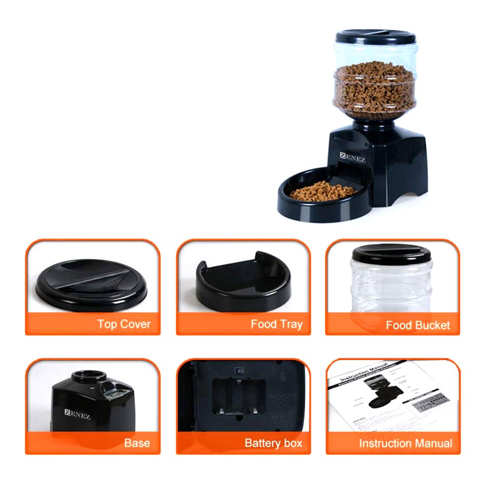 Gohyo ZENEZ Automatic Pet Feeder Dispenser Medium Capacity with Voice Message Recording and Large LCD Screen for Dogs Cats 5.5L