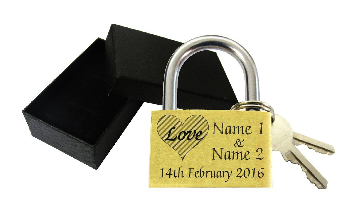 Love Lock 40mm Personalised Engraved Padlock with Gift Box, Anniversary