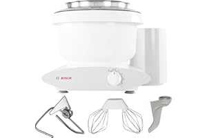 Bosch Universal Plus Stand Mixer 500 Watt, 6.5 Quarts with Wire Whips, Dough Hook & NutriMill Dough Hook Extender Bundle