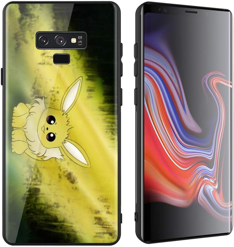 Anime Animation Game Pokemon 589 Tempered Glass Phone Case for Galaxy Note 9, Pattern Printed Tempered Glass Back Case with Bumper Protective Cover for Galaxy Note 9 (6.4 inch)