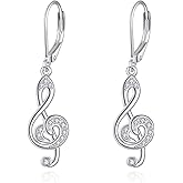 925 Sterling Silver Women's Musical Note Earrings Treble Clef Music Note Earring Jewelry Gifts for Music Lover