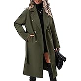 Danedvi Women Elegant Wool Pea Coat Lapel Collar Double Breasted Mid-Long Winter Overcoats with Belted Pockets