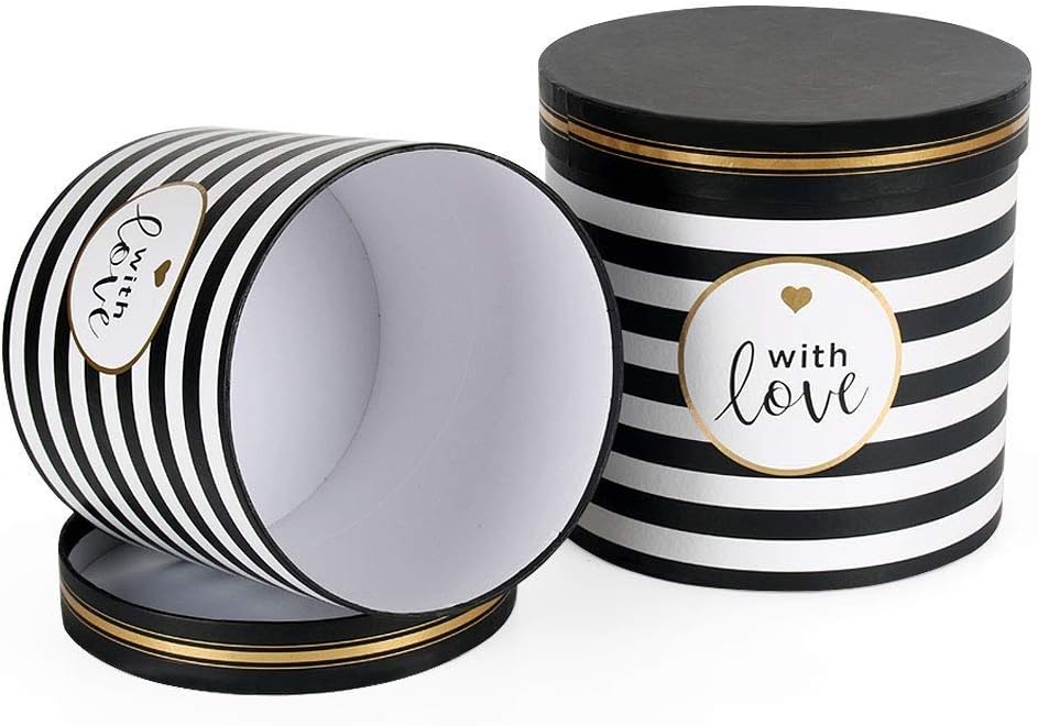 VEESUN Luxury Wedding Round Hat Storage Boxes with Lid, Set of 2 Heavy