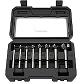 BeHappy Hex Shank Forstner Bit Set, 8pcs Multi Sided Shank Wood Drill bit Set for Woodworking, Auger Opener Round Shank Drilling Cutting Tool for Hardwood, Softwood, Plastic, Plywood