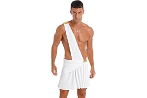 LiiYii Men's Halloween Party Costume Mr. Toga One Shoulder Ancient Greek Fancy Dress Outfits
