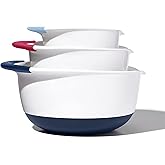 OXO,plastic Good Grips 3-Piece Mixing Bowl Set – Blueberry, Jam & Seltzer Handles​,4.7 LITERS, Large