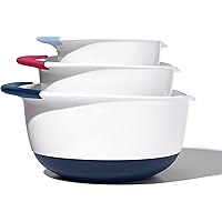 OXO,plastic Good Grips 3-Piece Mixing Bowl Set – Blueberry, Jam & Seltzer Handles,4.7 LITERS, Large